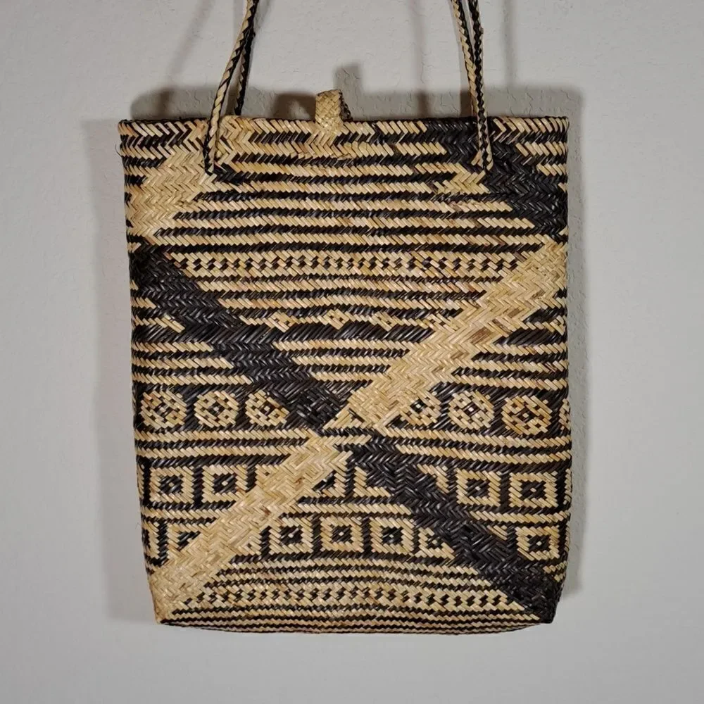 Tote Bag Rattan Purse Malaysian Women’s Woven Rattan Shoulder Bag Fiber Handmade